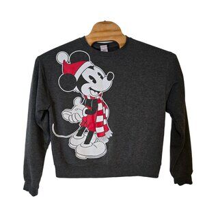 Disney Mickey Mouse Sweatshirt Medium Women's Gray‎ Long Sleeve